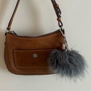 Halogen Grey faux fur puff key chain
